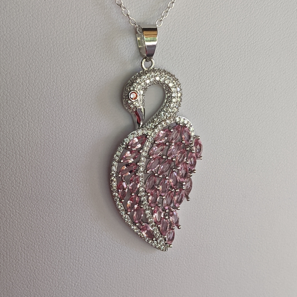 Beautiful swan silver filled necklace